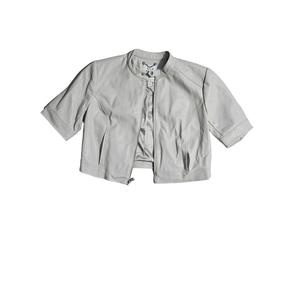 ISAACMIZRAHILIVE Faux Leather Off-White Zip-Up Jacket